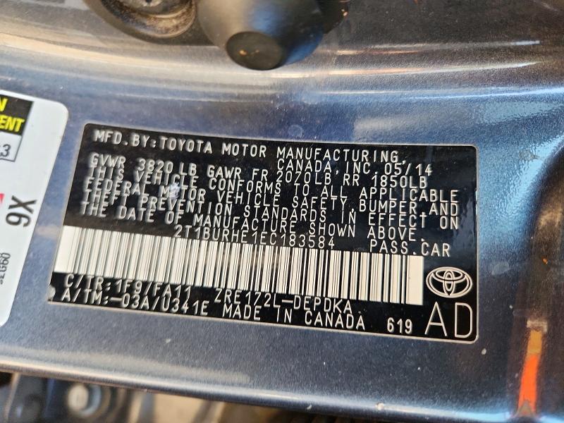 71854206 :رقم المزاد ، 2T1BURHE1EC183584 vin ، 2014 Toyota Corolla مزاد بيع