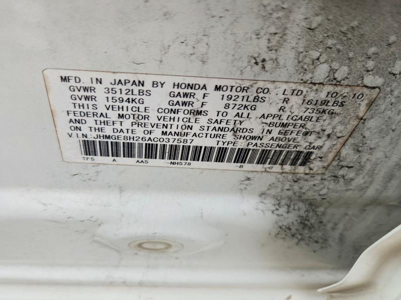Aukcja sprzedaży 2010 Honda Fit, vin: JHMGE8H26AC037587, numer aukcji: 71498306