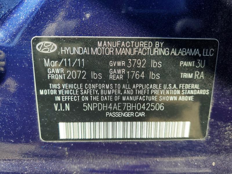 Продаж на аукціоні авто 2011 Hyundai Elantra, vin: 5NPDH4AE7BH042506, номер лоту: 73739196