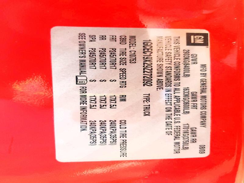 Aukcja sprzedaży 2009 Chevrolet Silverado, vin: 1GCEC19X29Z272092, numer aukcji: 71218246