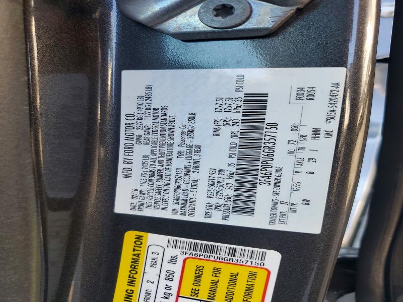 2016 Ford Fusion მანქანა იყიდება აუქციონზე, vin: 3FA6P0PU6GR357150, აუქციონის ნომერი: 72155486