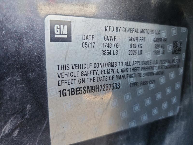 71662246 :رقم المزاد ، 1G1BE5SM9H7257533 vin ، 2017 Chevrolet Cruze مزاد بيع