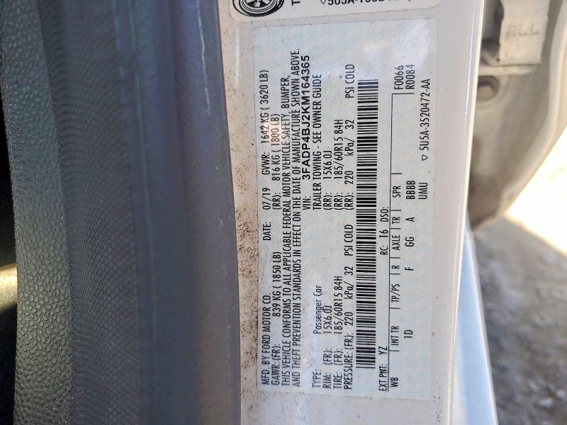 71710276 :رقم المزاد ، 3FADP4BJ2KM164365 vin ، 2019 Ford Fiesta مزاد بيع