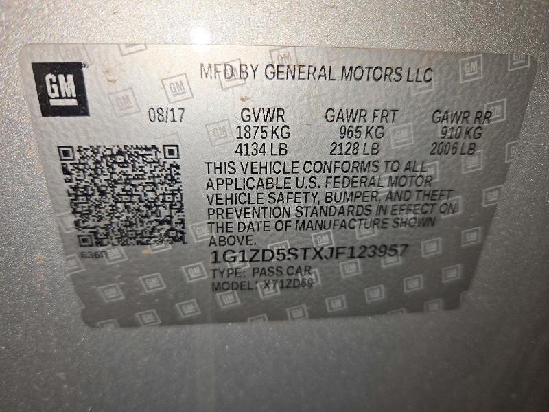 Auction sale of the 2018 Chevrolet Malibu, vin: 1G1ZD5STXJF123957, lot number: 73263956