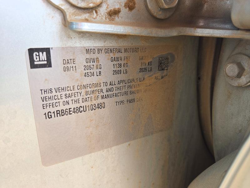 72747856 :رقم المزاد ، 1G1RB6E48CU103480 vin ، 2012 Chevrolet Volt مزاد بيع