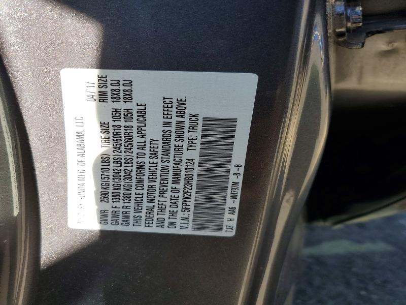 71657146 :رقم المزاد ، 5FPYK2F23HB010124 vin ، 2017 Honda Ridgeline مزاد بيع