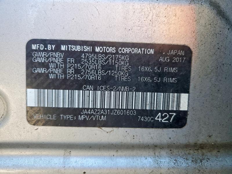 71678376 :رقم المزاد ، JA4AZ2A31JZ601603 vin ، 2018 Mitsubishi Outlander مزاد بيع