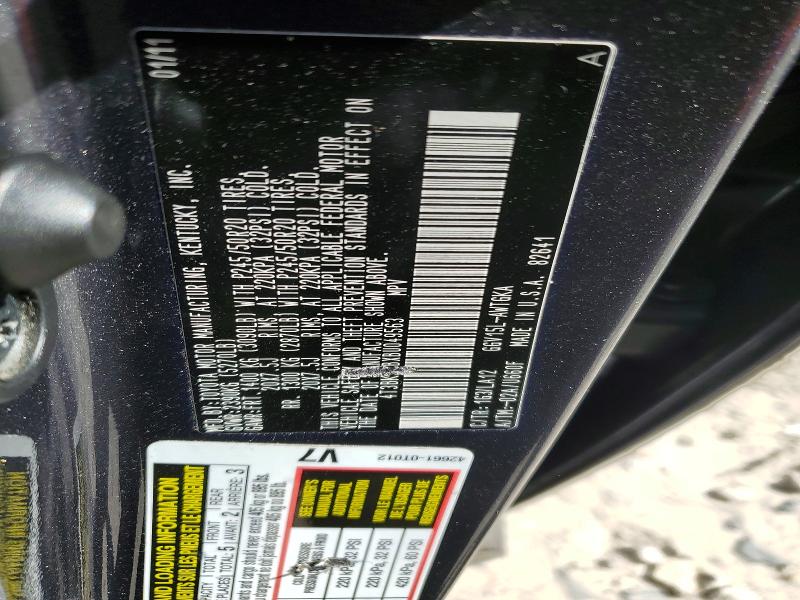 71609166 :رقم المزاد ، 4T3BK3BBXBU049563 vin ، 2011 Toyota Venza مزاد بيع