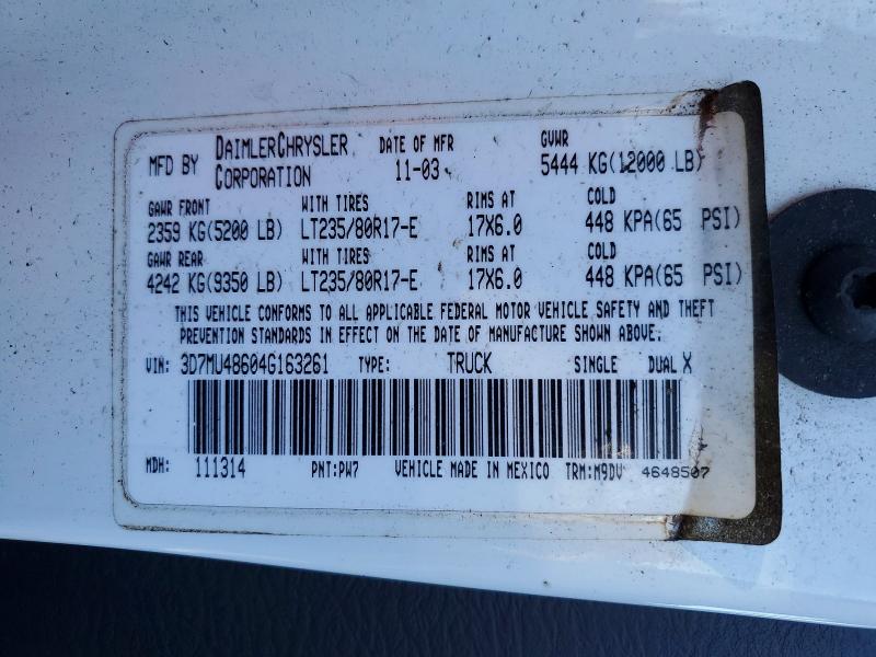Продаж на аукціоні авто 2004 Dodge Ram 3500, vin: 3D7MU48604G163261, номер лоту: 71422636
