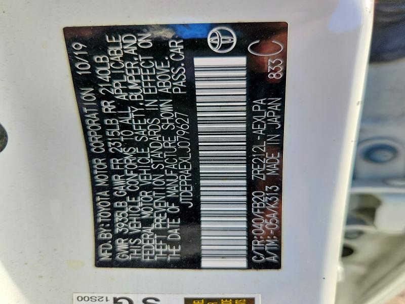 71626356 :رقم المزاد ، JTDEPRAEXLJ079627 vin ، 2020 Toyota Corolla مزاد بيع