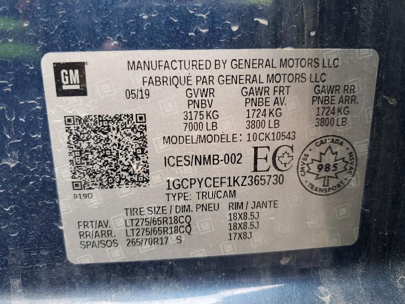 Продаж на аукціоні авто 2019 Chevrolet Silverado, vin: 1GCPYCEF1KZ365730, номер лоту: 70432076