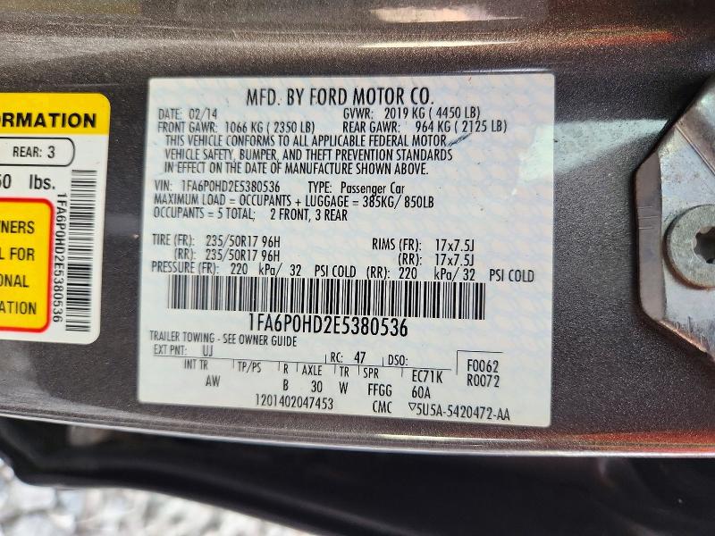 Продажа на аукционе авто 2014 Ford Fusion, vin: 1FA6P0HD2E5380536, номер лота: 72395996