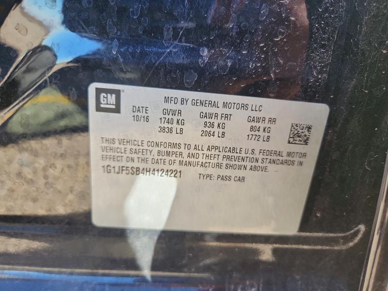 71420416 :رقم المزاد ، 1G1JF5SB4H4124221 vin ، 2017 Chevrolet Sonic مزاد بيع