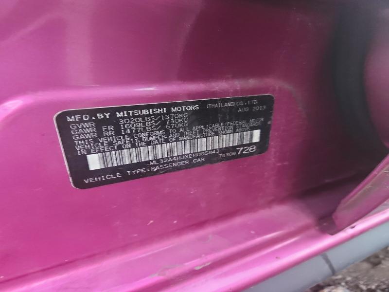 72430616 :رقم المزاد ، ML32A4HJXEH005843 vin ، 2014 Mitsubishi Mirage مزاد بيع