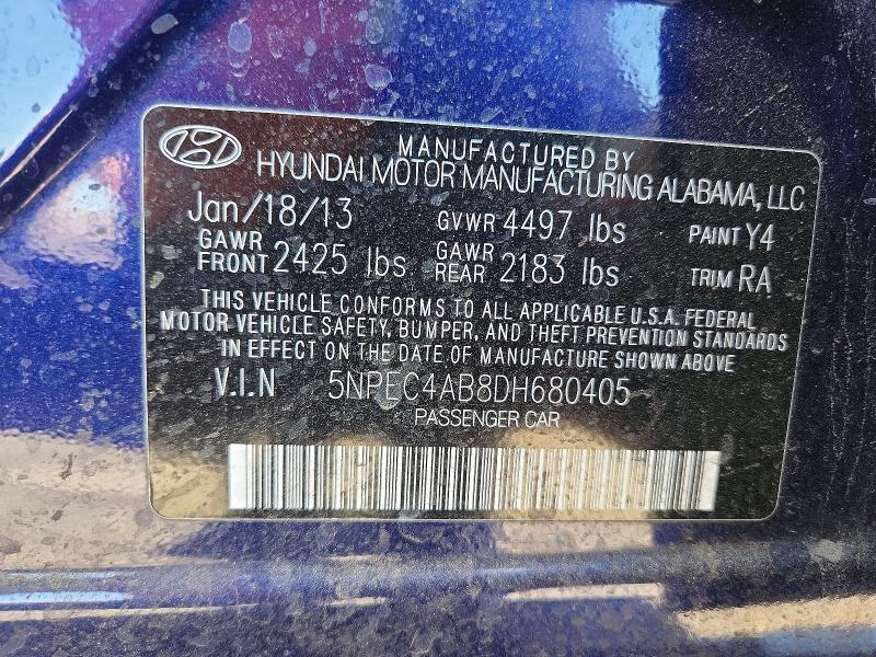 Продажа на аукционе авто 2013 Hyundai Sonata, vin: 5NPEC4AB8DH680405, номер лота: 71213246