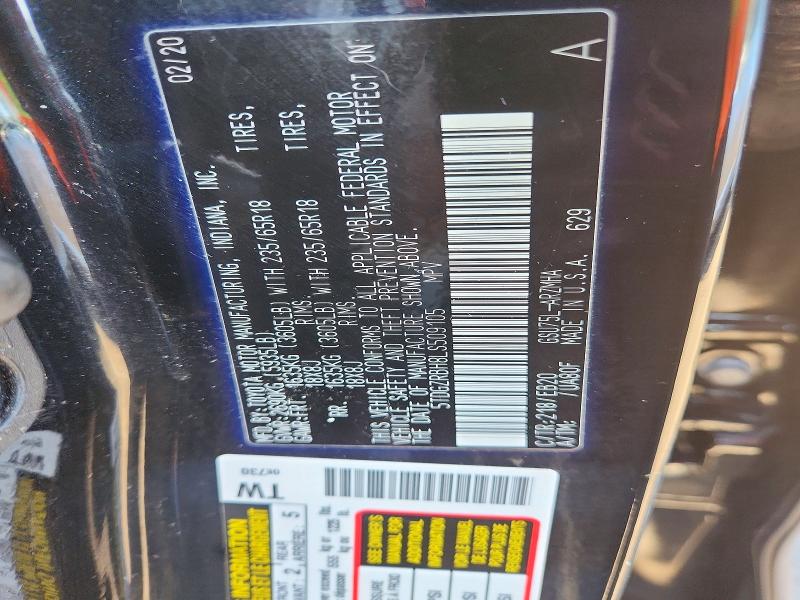 72892556 :رقم المزاد ، 5TDGZRBH8LS509105 vin ، 2020 Toyota Highlander مزاد بيع