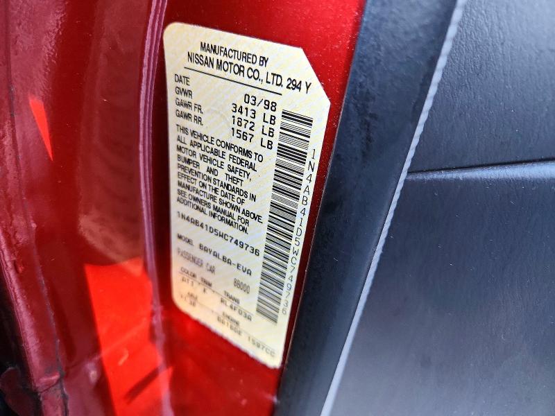 72503866 :رقم المزاد ، 1N4AB41D5WC749736 vin ، 1998 Nissan Sentra مزاد بيع