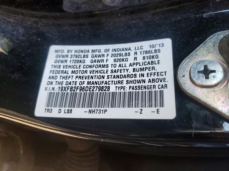 71770756 :رقم المزاد ، 19XFB2F96DE279828 vin ، 2013 Honda Civic مزاد بيع