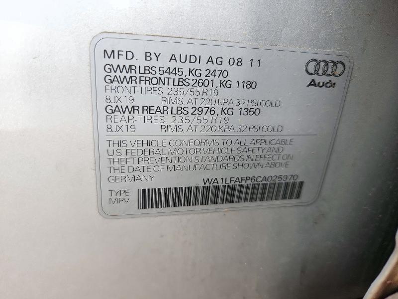 Продажа на аукционе авто 2012 Audi Q5, vin: WA1LFAFP6CA025970, номер лота: 72435656
