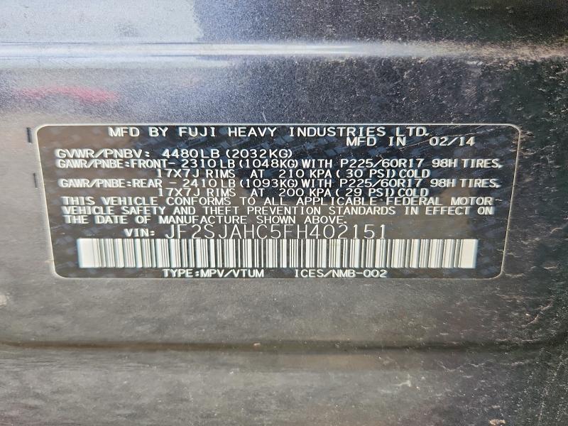 Продажа на аукционе авто 2015 Subaru Forester, vin: JF2SJAHC5FH402151, номер лота: 70771986