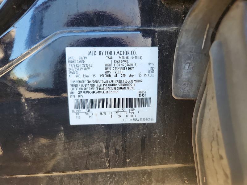 Aukcja sprzedaży 2019 Ford Edge, vin: 2FMPK4K9XKBB53865, numer aukcji: 71814286