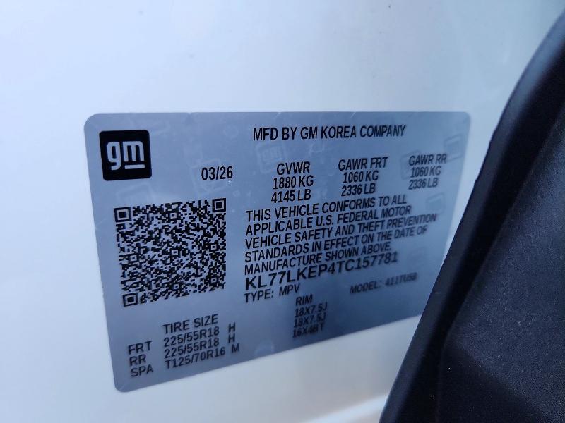 71220076 :رقم المزاد ، KL77LKEP4TC157781 vin ، 2026 Chevrolet Trax مزاد بيع