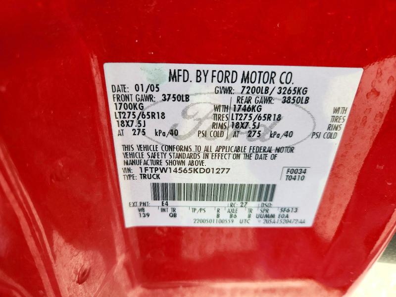 Продаж на аукціоні авто 2005 Ford F150, vin: 1FTPW14565KD01277, номер лоту: 72948676