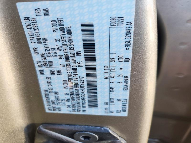 Продаж на аукціоні авто 2017 Ford Escape, vin: 1FMCU9GDXHUE42217, номер лоту: 72059486