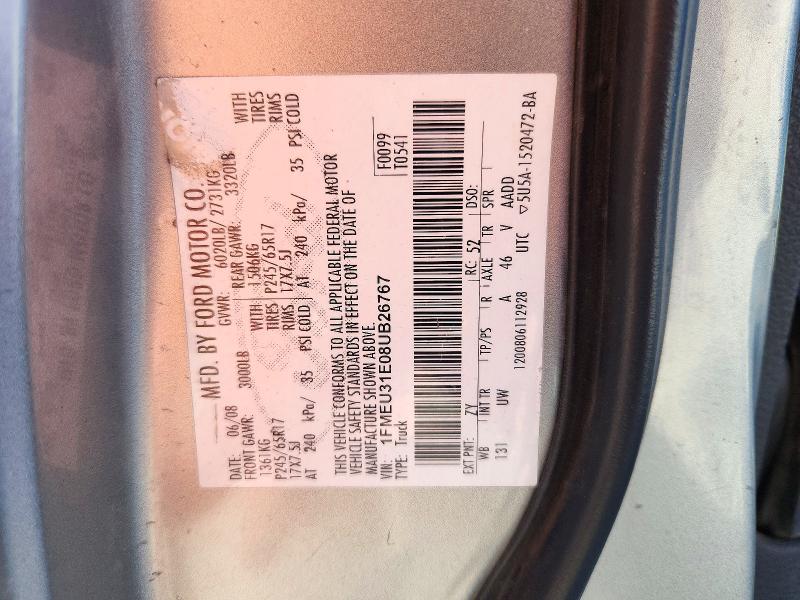 71297256 :رقم المزاد ، 1FMEU31E08UB26767 vin ، 2008 Ford Explorer Sport Trac مزاد بيع