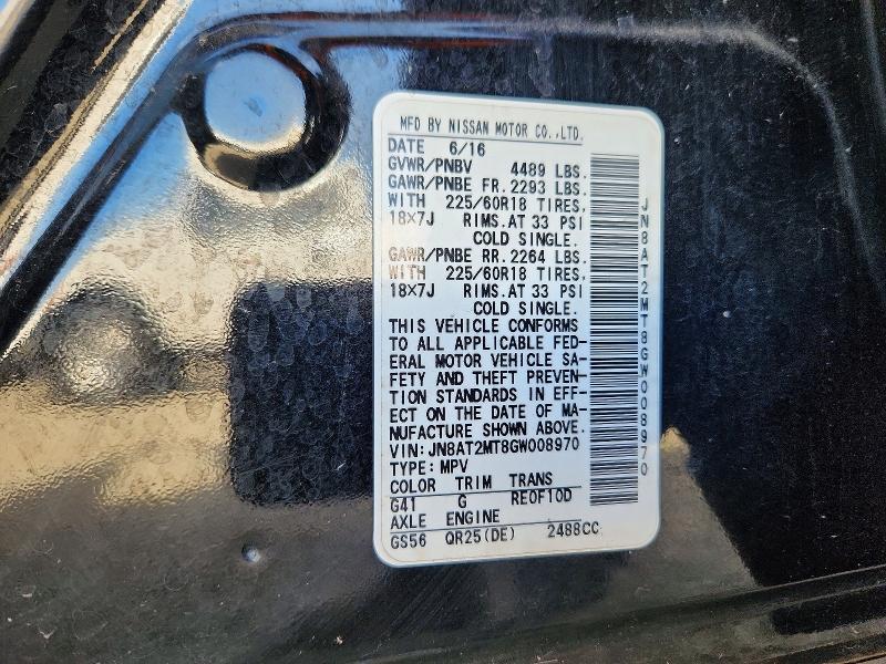 Продажа на аукционе авто 2016 Nissan Rogue, vin: JN8AT2MT8GW008970, номер лота: 72232296
