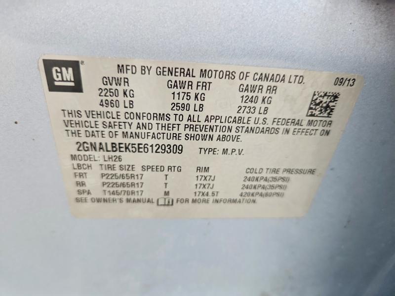 71734436 :رقم المزاد ، 2GNALBEK5E6129309 vin ، 2014 Chevrolet Equinox مزاد بيع