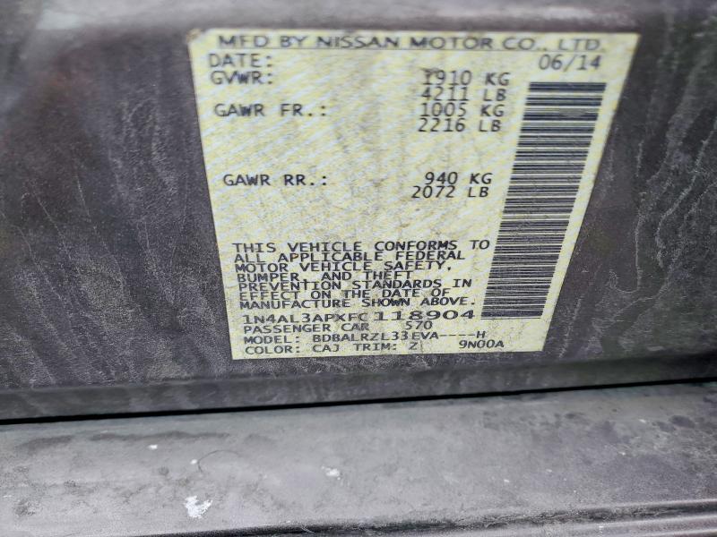Продажа на аукционе авто 2015 Nissan Altima, vin: 1N4AL3APXFC118904, номер лота: 71196046