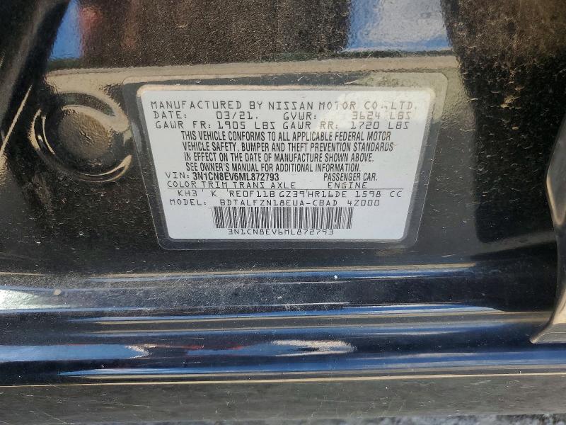 Aukcja sprzedaży 2021 Nissan Versa, vin: 3N1CN8EV6ML872793, numer aukcji: 71690416