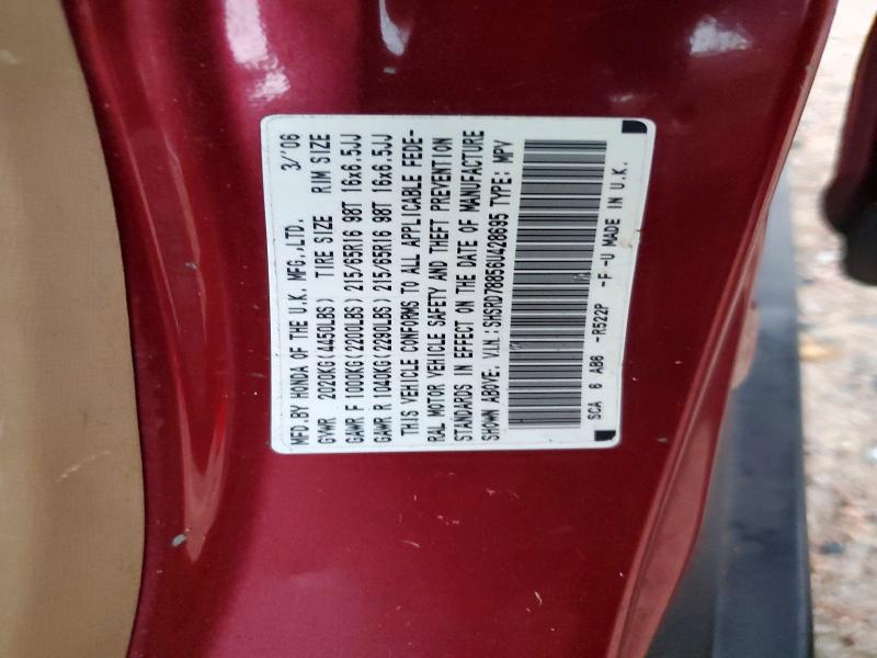 72311866 :رقم المزاد ، SHSRD78856U428695 vin ، 2006 Honda Cr-v مزاد بيع