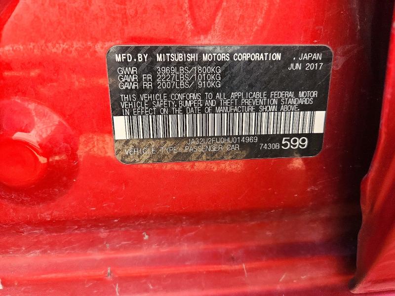 Aukcja sprzedaży 2017 Mitsubishi Lancer, vin: JA32U2FU0HU014969, numer aukcji: 74119056
