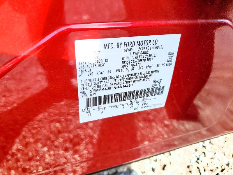 2022 Ford Edge მანქანა იყიდება აუქციონზე, vin: 2FMPK4J93NBA14490, აუქციონის ნომერი: 71199066