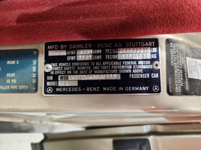 Продажа на аукционе авто 1989 Mercedes-benz 300, vin: WDBEA30D8KA949153, номер лота: 72154036