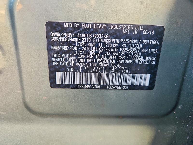 2014 Subaru Forester მანქანა იყიდება აუქციონზე, vin: JF2SJAAC1EH463750, აუქციონის ნომერი: 70972676