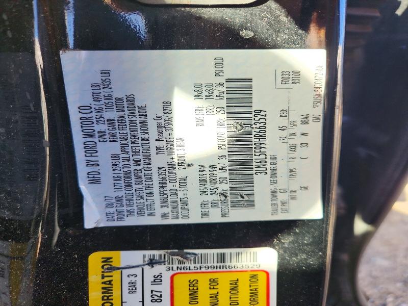 Auction sale of the 2017 Lincoln Mkz, vin: 3LN6L5F99HR663529, lot number: 73095566