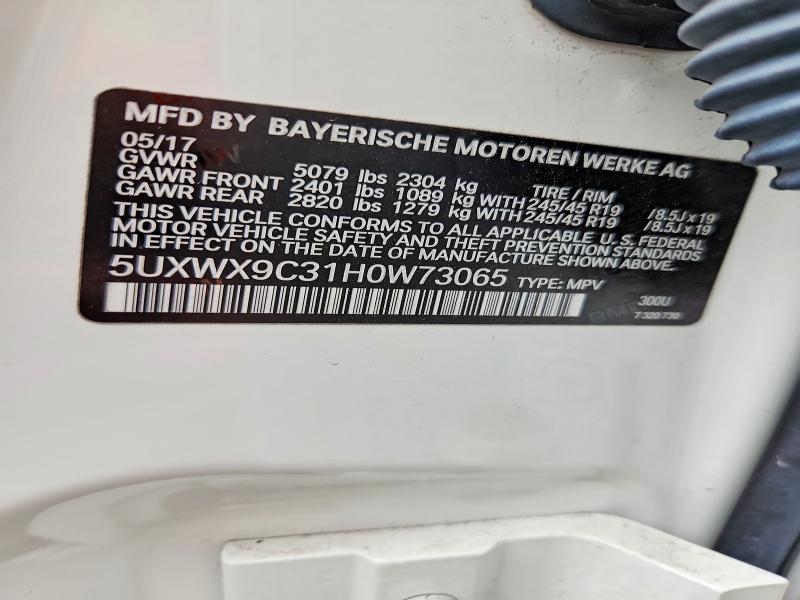 71717536 :رقم المزاد ، 5UXWX9C31H0W73065 vin ، 2017 Bmw X3 مزاد بيع