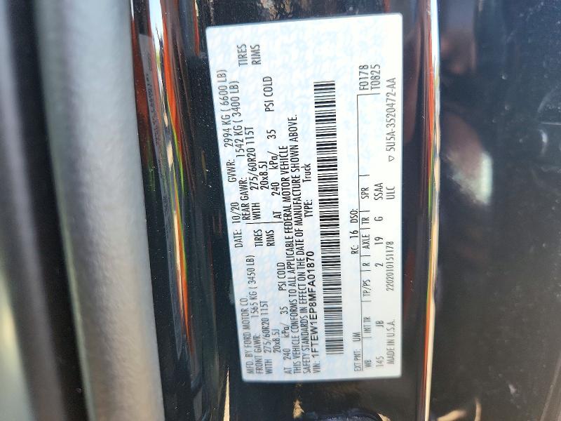 Продаж на аукціоні авто 2021 Ford F150, vin: 1FTEW1EP8MFA01870, номер лоту: 72031666