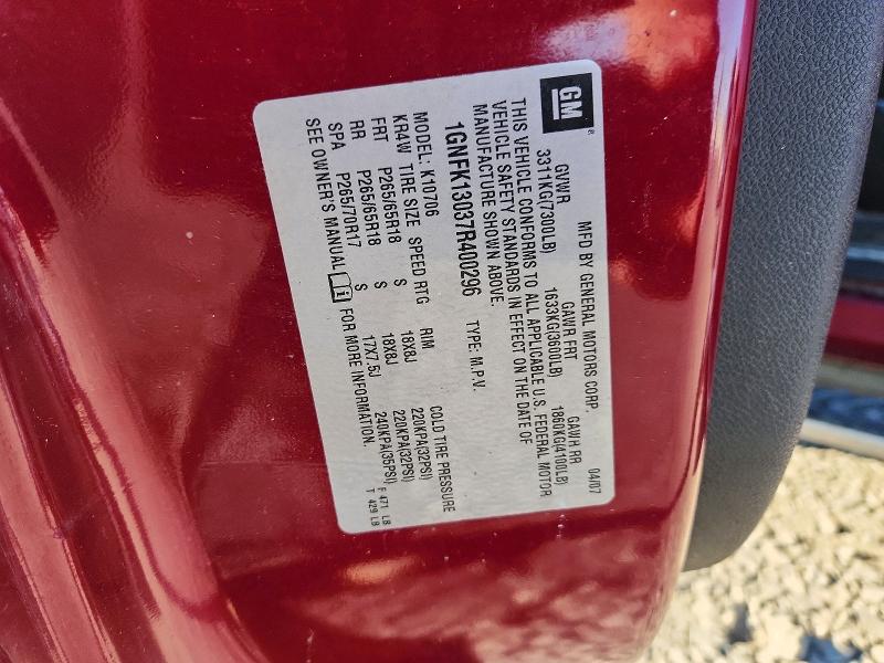 73173366 :رقم المزاد ، 1GNFK13037R400296 vin ، 2007 Chevrolet Tahoe مزاد بيع