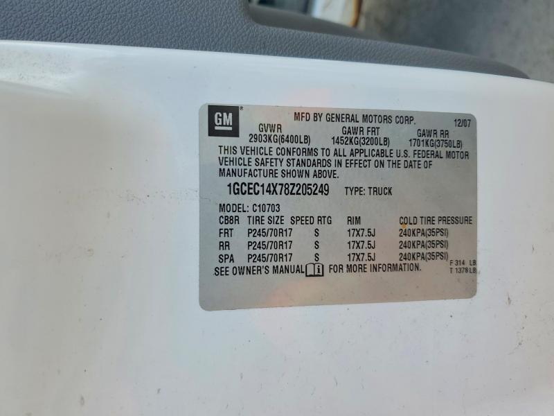 66246726 :رقم المزاد ، 1GCEC14X78Z205249 vin ، 2008 Chevrolet Silverado مزاد بيع