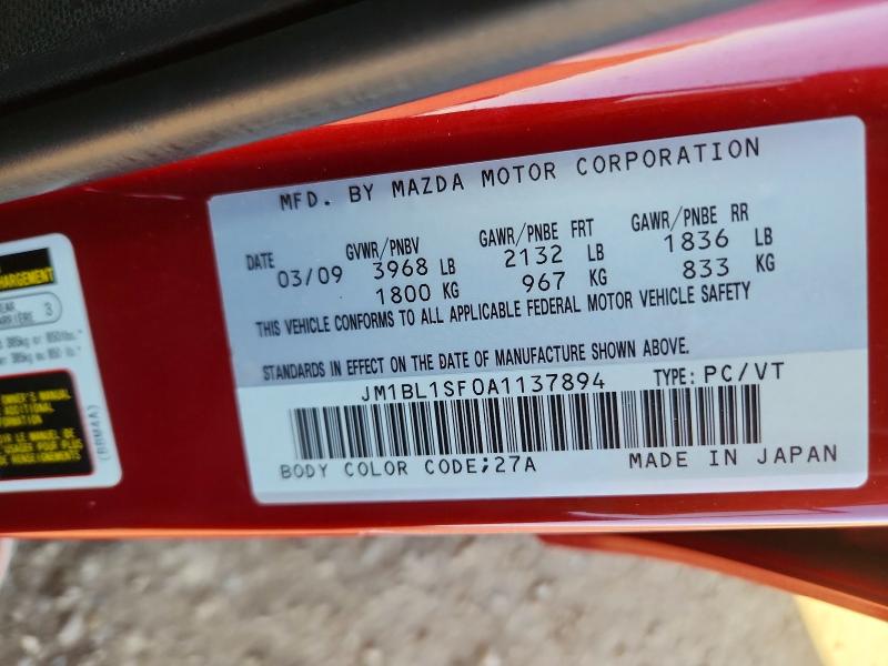 71292416 :رقم المزاد ، JM1BL1SF0A1137894 vin ، 2010 Mazda 3 مزاد بيع
