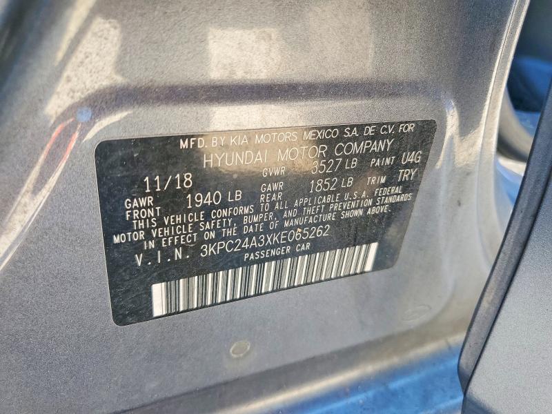 2019 Hyundai Accent მანქანა იყიდება აუქციონზე, vin: 3KPC24A3XKE065262, აუქციონის ნომერი: 71597906