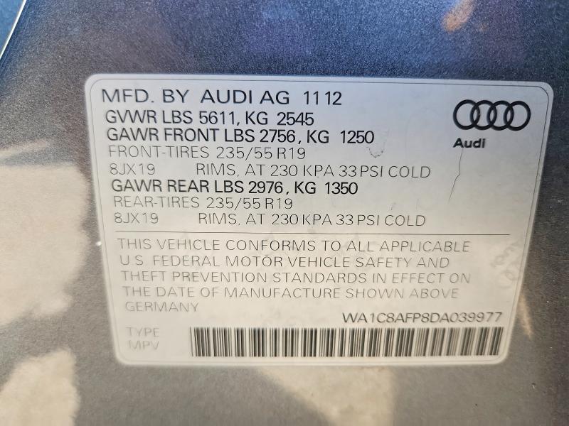 Продажа на аукционе авто 2013 Audi Q5, vin: WA1C8AFP8DA039977, номер лота: 71289326