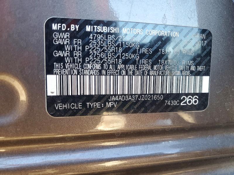 Продажа на аукционе авто 2018 Mitsubishi Outlander, vin: JA4AD3A37JZ021650, номер лота: 72351146