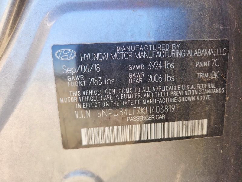 Продаж на аукціоні авто 2019 Hyundai Elantra, vin: 5NPD84LF7KH403819, номер лоту: 71814446