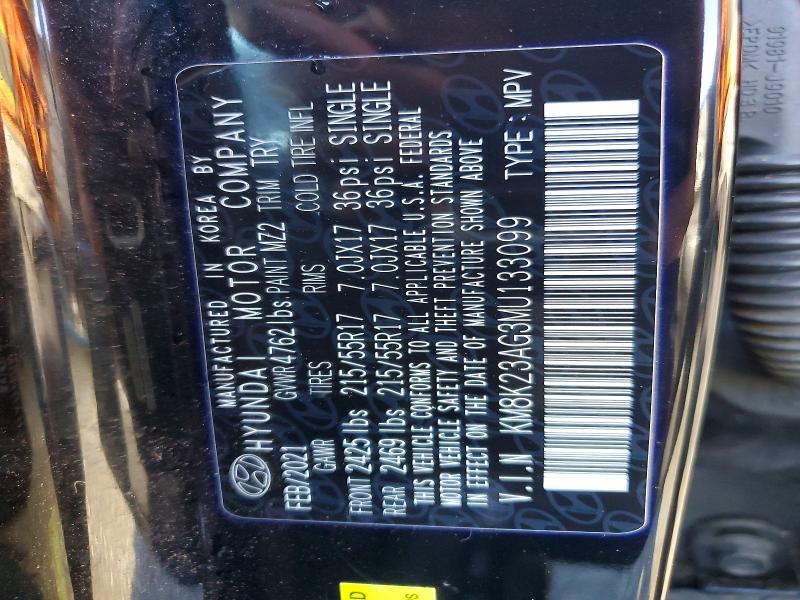 71087736 :رقم المزاد ، KM8K23AG3MU133099 vin ، 2021 Hyundai Kona مزاد بيع