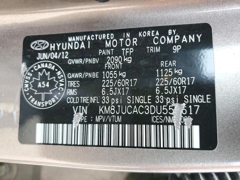 Продажа на аукционе авто 2013 Hyundai Tucson, vin: KM8JUCAC3DU551617, номер лота: 73061746